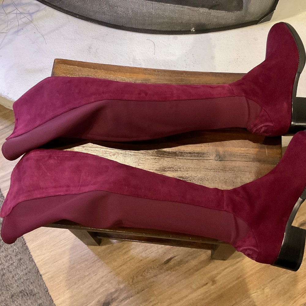 NEW Tory Burch Caitlin Burgundy Suede stretch over the knee boot size 5M - Picture 8 of 11
